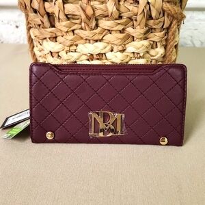Badgley Mischka Long Wallet Vegan Leather Burgundy NWT